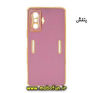 قاب گوشی Poco F4 GT - Redmi K50 Gaming شیائومی طرح ژله ای مای کیس گلد لاین دور طلایی محافظ لنز دار بنفش کد 19