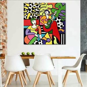تابلو بوم چاپی لاویا طرح کوبیسم زن و موسیقی کد ART-2054
