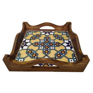 سینی 22*22 کاشی و چوب