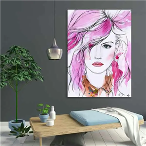 تابلو بوم چاپی لاویا طرح پرتره زن کد ART-1639