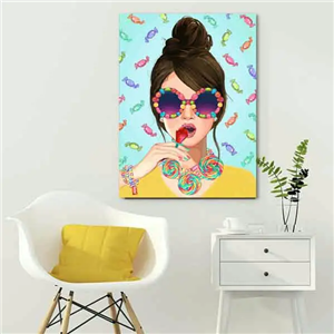 تابلو بوم چاپی لاویا طرح پرتره زن و شکلات کد ART-2086