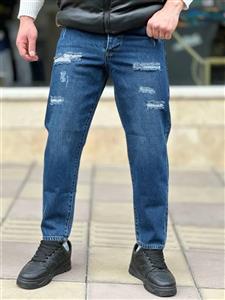 شلوار مام فیت آبی