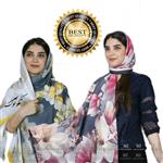 روسری نخی دور دوزی شده ظریف مدل کلاسیک طرح طبیعت کد 8259