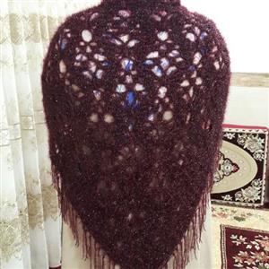 اشارپ دست بافت قلاب بافی مدل پروانه ای