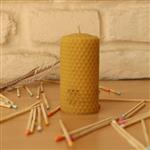 شمع طبیعی  دست ساز شَبا موم عسلی زرد ارتفاع 9 قطر 4.5 قابل سفارش در رنگ مورد علاقه شما