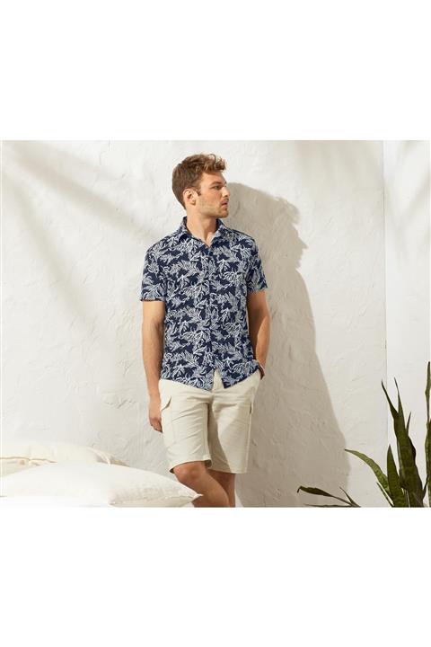 پیراهن آستین کوتاه مردانه سرمه‌ای چیبو