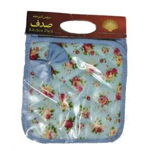 دستگیره آشپزی پاپیون دار صدف رنگ آبی بسته 2 عددی ( هر بسته یک جفت دستگیره )