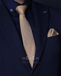 ست کراوات و دستمال جیب جودون مردانه نسن طلایی ساده