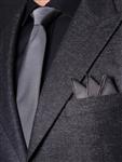 ست کراوات و دستمال جیب جودون مردانه نسن طوسی ساده