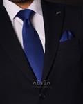 ست کراوات و دستمال جیب مردانه جودون نسن کاربنی (آبی نفتی) ساده