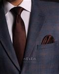 ست کراوات و دستمال جیب مردانه جودون نسن قهوه ای ساده