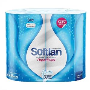 دستمال کاغذی حوله ای سافتلن 2 رول 3 لایه طرح قطره باران Softlan Paper Towel 2pcs 