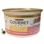 کنسرو گربه گورمت گلد با طعم گوشت در سس مدل خورشتی Gourmet gold with sigir etli وزن ۸۵ گرم