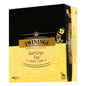 چای سیاه کیسه ای ارل گری توینینگز بسته 50 عددی Twinnigs  Earl Grey Black Tea Bag Pack Of 50