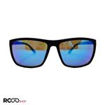 عینک آفتابی آینه ای لنز آبی، با فریم مشکی مات و دسته چوبی برند دیزل مدل 98004