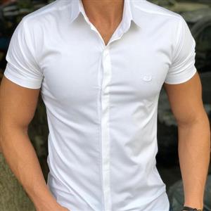 پیراهن سفید آستین کوتاه تمام کش