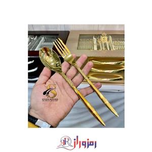 سرویس قاشق و چنگال 24 نفره 120 پارچه سوزنی دهنه اروپایی کامل طلایی برند یونیک