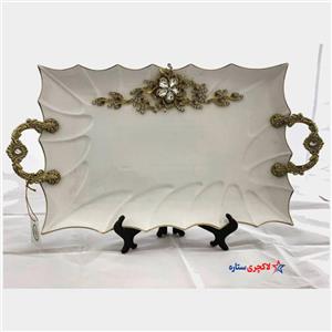 سینی سرامیک پیوتر پایه دار طلایی شاینینگ اسکای ساخت چین