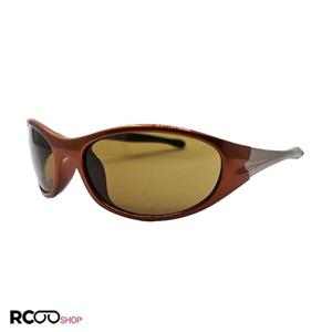 عینک آفتابی ورزشی با فریم و عدسی قهوه ای و دسته رنگ بژ مدل 113