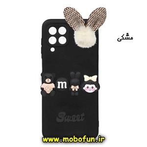 قاب گوشی Galaxy M33 5G سامسونگ طرح سیلیکونی ژله ای سه بعدی برجسته عروسکی محافظ لنز دار پام پام مشکی کد 39