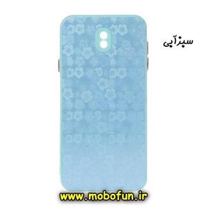قاب گوشی Galaxy J7 Pro سامسونگ طرح گل مخملی رنگی دور سیلیکونی محافظ لنز دار سبزآبی کد 110