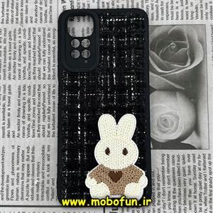 قاب گوشی Redmi Note 11 4G - Redmi Note 11S شیائومی طرح ژله ای پارچه ای خرگوشی مشکی کد 502