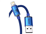 کابل شارژ USB به Lightning بیسوس Baseus crystal shine series fast charging data cable USB Type A to Lightning 2/4A 1/2m blue