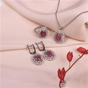 نیم ست یاقوت سرخ زنانه کد 8059