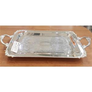 سینی مستطیل دور تسمه برنجی با روکش نقره ایران کادو کد ۱۵۲sm