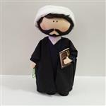 عروسک طلبه روحانی  با لباس کامل روحانیت و ریش  کامل قد27سانت