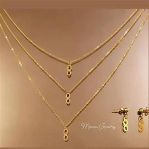 گوشواره و گردنبند استیل سه لاین پلاک بینهایت