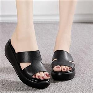 صندل چرم مشکی طبی زنانه مدل رها پاشنه 3 سانت رویه چرم خارجی