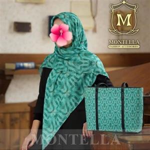 ست کیف و روسری زنانه برند مونتلا  سبز  کیف بزرگ
