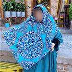 روسری با طرح کاشیکاری مسجد جامع یزد،  طراحی و تولید انحصاری گالری ماهور،  پارچه ی نخی