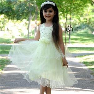 لباس عروس  کودک رنگ لیموییمناسب 2 تا 3 سال