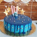 کیک خامه خانگی حلما تم آبی ستاره