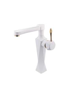 شیر روشویی بلند با آبریز سانیا مدل الماس سفید طلایی