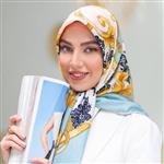 روسری ابریشم توییل طرح پیچک قواره 140 دست دوز 