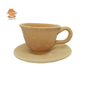 ست قهوه خوری و نعلبکی سفالی خام