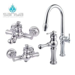 شیرآلات سانیا ست شیرآلات مدل مینا با روشویی کوتاه و حمام تنه وسط کروم مات