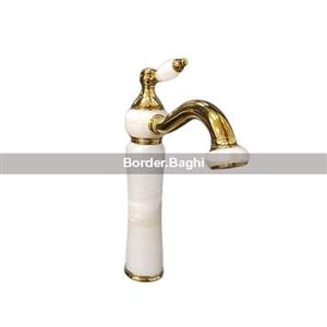 شیرآلات سانیا ست شیرآلات مدل مینا با روشویی کوتاه و حمام تنه کنار طلایی