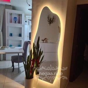 آینه قدی دفرمه دیواری بک لایت ابعاد 150/55