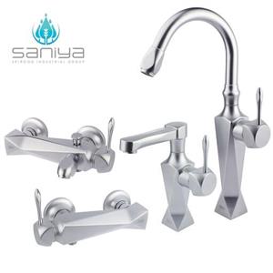 شیرآلات سانیا ست شیرآلات مدل الماس با روشویی کوتاه آبریز دار کروم مات