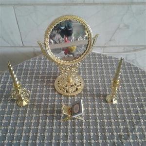 کد714 الف - اینه شمعدان طلایی - آینه شمعدان رحل طلایی - 1402 - سال نو - لوازم عید - تخفیف - لوازم هفت سین