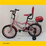 دوچرخه بچگانه  برند JOKAR سایز 16 رنگ قرمز  بدنه فلز دارای صندوق و کمکی