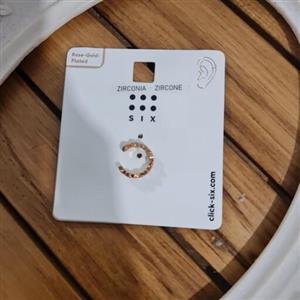 پیرسینگ گوش حلقه ای نگین زیرکونیا روکش رزگلد برند six