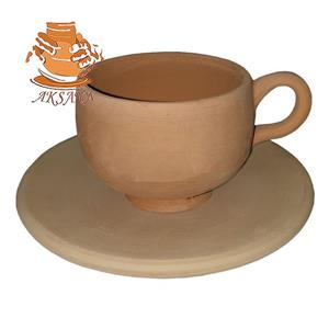 ست فنجان و نعلبکی سفالی خام