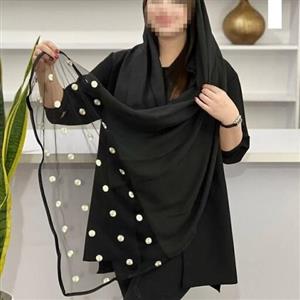 شال بابونه پایین تور تک رنگ مشکی با  به سراسر کشور