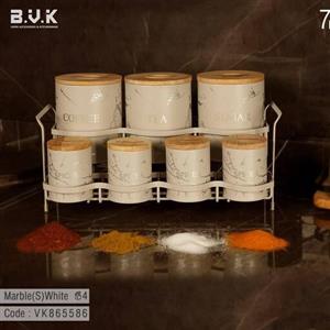 پاسماوری 7 پارچه بی وی کی ماربل در چوبی سفید نقره ای مدل 865586