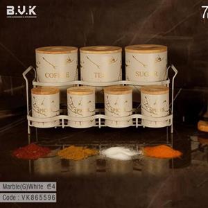 پاسماوری 7 پارچه بی وی کی ماربل در چوبی سفید طلایی مدل 865585